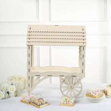 Tableclothsfactory 25" Mini Natural Wooden Tabletop Dessert Display Sweet Stall, Candy Cart Cupcake ...
