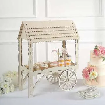 Tableclothsfactory 25" Mini Natural Wooden Tabletop Dessert Display Sweet Stall, Candy Cart Cupcake Stand