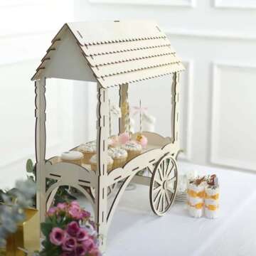 Tableclothsfactory 25" Mini Natural Wooden Tabletop Dessert Display Sweet Stall, Candy Cart Cupcake Stand