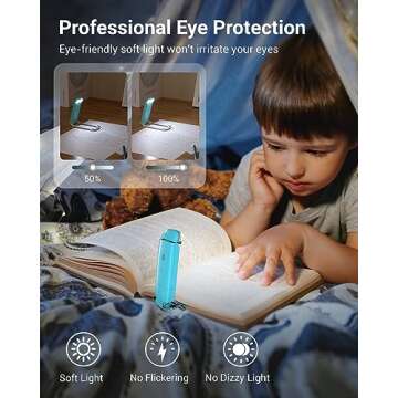 DEWENWILS USB Rechargeable Book Reading Light, Book Light Clip on for Reading in Bed, LED Eye Care B...