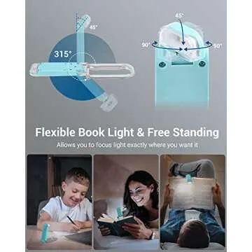 DEWENWILS USB Rechargeable Book Reading Light, Book Light Clip on for Reading in Bed, LED Eye Care Book Lamp for Kids, Bookworms, 2 Brightness Levels (Blue)