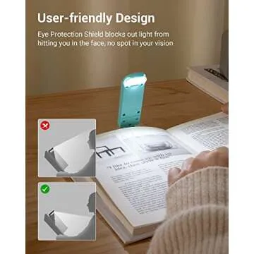 DEWENWILS USB Rechargeable Book Reading Light, Book Light Clip on for Reading in Bed, LED Eye Care Book Lamp for Kids, Bookworms, 2 Brightness Levels (Blue)