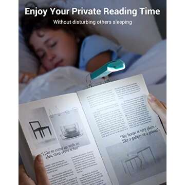 DEWENWILS USB Rechargeable Book Reading Light, Book Light Clip on for Reading in Bed, LED Eye Care Book Lamp for Kids, Bookworms, 2 Brightness Levels (Blue)