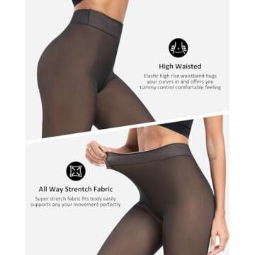 NORMOV Winter Warm Fleece Lined Tight Women,Thermal Fake Translucent Leggings Soft Velvet Stretchy Pantyhose(TF Brown-XS/S)