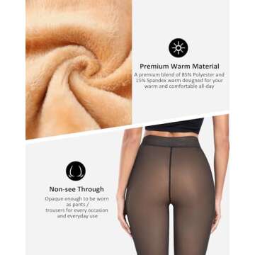 NORMOV Winter Warm Fleece Lined Tight Women,Thermal Fake Translucent Leggings Soft Velvet Stretchy Pantyhose(TF Brown-XS/S)