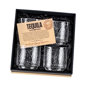GLASSIQUE CADEAU Tequila Cocktail Glass Set of 4 Hammered