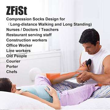 ZFiSt 3 Pair Sport Compression Socks Men Women, Compression Stocking Nurse Socks for Edema Travel