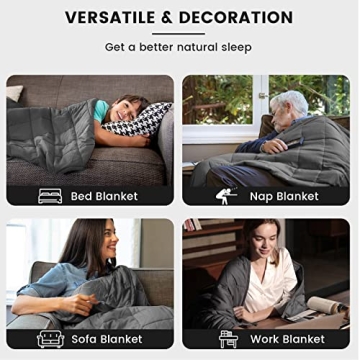 ZonLi Weighted Blanket for Adults: 60x80, 15 lbs, Grey
