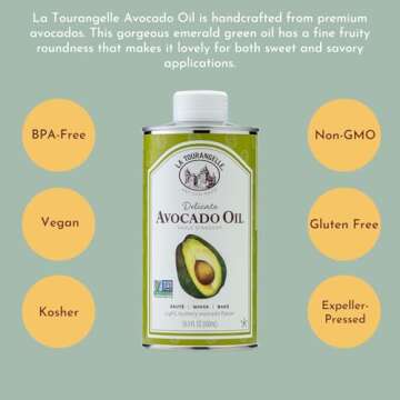 La Tourangelle, Avocado Oil, Handcrafted from Premium Avocados, Great for Cooking, as Butter Substitute, and for Skin and Hair, 8.45 fl oz