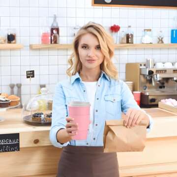 48 Pink Disposable Coffee Cups with Lids for Events