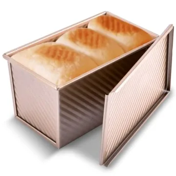 KITESSENSU Pullman Loaf Pan with Lid, Durable Non-Stick Bakeware for Perfect Bread, Gold
