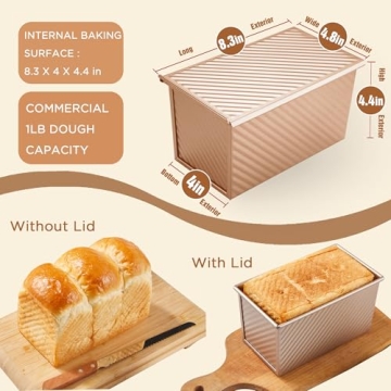 KTISSENSU Pullman Loaf Pan Non-Stick Bakeware for Bread