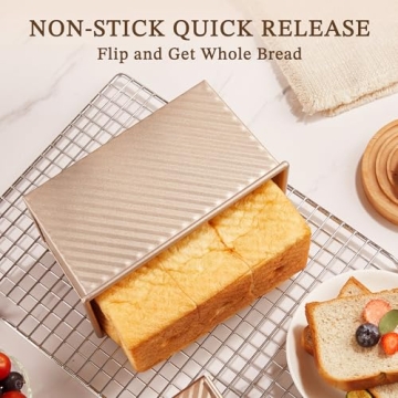 KTISSENSU Pullman Loaf Pan Non-Stick Bakeware for Bread