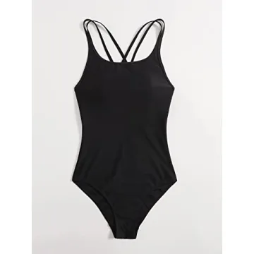 WDIRARA Floral Appliques One Piece Swimsuit for Summer