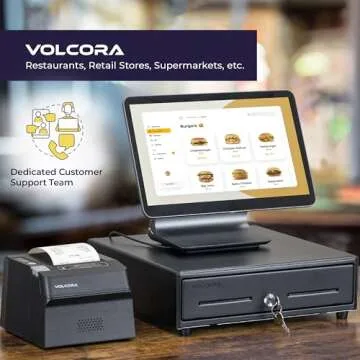 Volcora 13" Electronic Cash Register Drawer for Point of Sale (POS) System with 4 Bill 5 Coin Cash Tray, Removable Coin Compartment, 24V, RJ11/RJ12 Key-Lock, Media Slot, Black - for Small Businesses