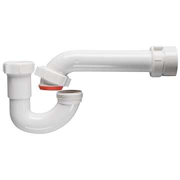 Keeney 400PVCK PVC P-Trap Pipe Kit with Reducing Washer and Adapter, 1-1/2-Inch or 1-1/4-Inch x 1-1/2-Inch, White