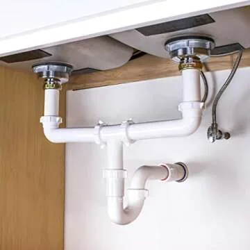 Keeney 400PVCK PVC P-Trap Pipe Kit with Reducing Washer and Adapter, 1-1/2-Inch or 1-1/4-Inch x 1-1/2-Inch, White