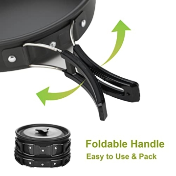 Compact Camping Cookware Set - 9 Pieces for Outdoor Cooking