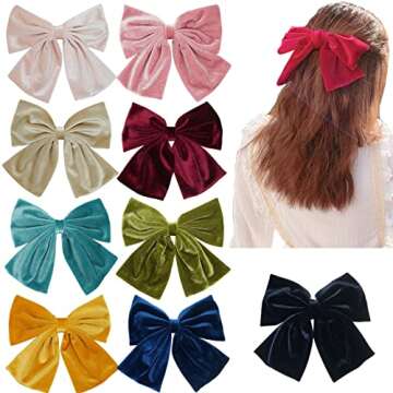 Spenlly 6.5 Inch Large Velvet Hair Bows Clip Big Hair Bow Alligator Clip Hair Barrettes Hair Accessories for Women Girls Kids Teens (Yellow)