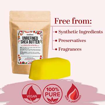 Better Shea Butter Yellow Shea Butter | Authentic, African, Unrefined | Use for Hair, Soap Making, DIY Lotions | 1 LB (16 oz) block