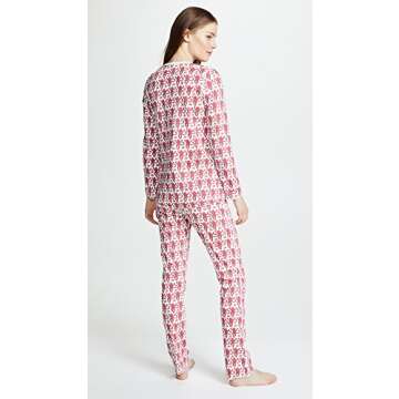 Roller Rabbit Women's Monkey PJ Set, Pink, XS