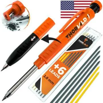 2-in-1 Carpenter Pencils with Grip & Sharpener