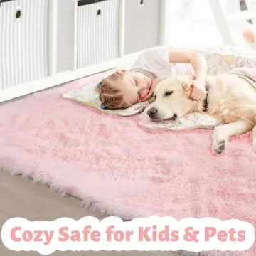 Soft Fluffy Pink Area Rug for Girls Room - 4'X6'