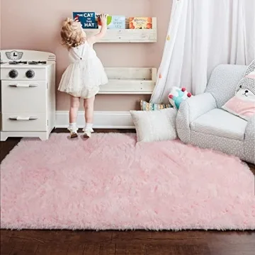 Soft Fluffy Pink Area Rug for Girls Room - 4'X6'