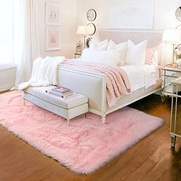 Soft Fluffy Pink Area Rug for Girls Room - 4'X6'