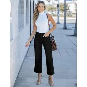 Luvamia High Waisted Wide Leg Jeans Comfortable Stretchy Fit