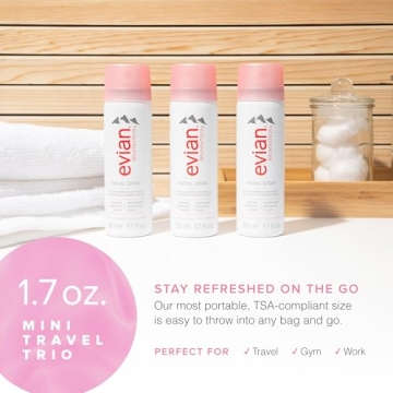 Evian Facial Spray Trio Travel Size Refreshing Hydration