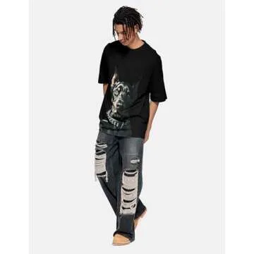 Vamtac Mens Oversized Doberman Graphic Tees Shirt Casual Summer Tops Streetwear Aesthetic T-Shirt Unisex Black