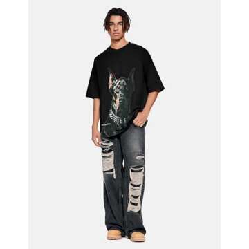 Vamtac Mens Oversized Doberman Graphic Tees Shirt Casual Summer Tops Streetwear Aesthetic T-Shirt Unisex Black