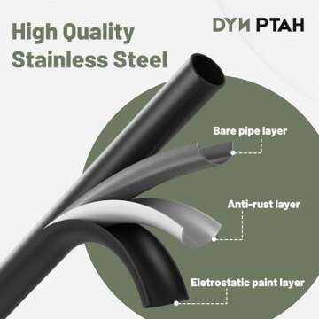 DYN Ptah 4-Tier Adjustable Metal Bathroom Shelves, Over Toilet Storage Organizer for Small Spaces, 65 to 116 Inch Tall, Black