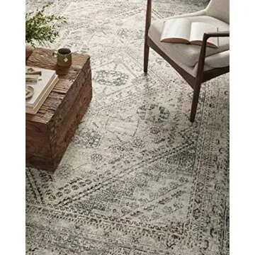 Loloi Magnolia Home by Joanna Gaines Sinclair Collection SIN-04 Natural/Sage 5'-0" x 7'-0", .25" Pile Height, Machine Washable, Area Rug