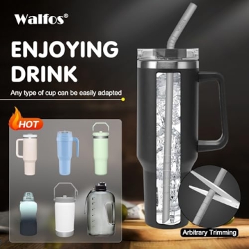 WALFOS Extra Long Reusable Silicone Straws for Every Drink