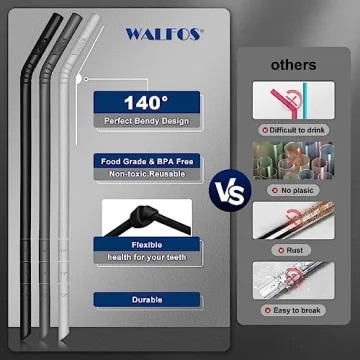WALFOS Extra Long Reusable Silicone Straws for Every Drink