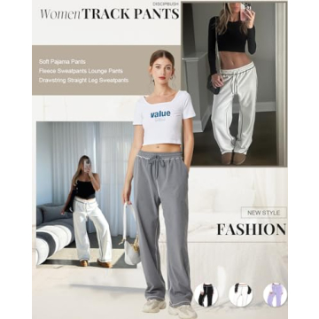 DISCIPBUSH Track Pants Women - Soft Wide Leg Sweatpants Women Drawstring Lounge Pants Women Joggers with Pockets Purple XS