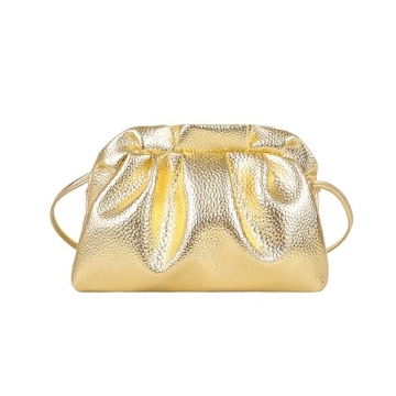 QLPOU Women's Y2k Cloud Shaped Dumpling Bag Fashion Ruched Bag Clutch Purse Clip Shoulder Handbag El...