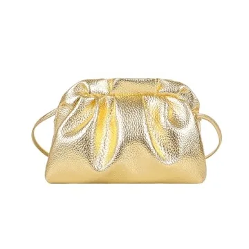 QLPOU Women's Y2k Cloud Shaped Dumpling Bag Fashion Ruched Bag Clutch Purse Clip Shoulder Handbag El...