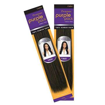 Outre Premium 100% Human Hair Weave PURPLE PACK YAKI (10 Inch, 1 Jet Black)