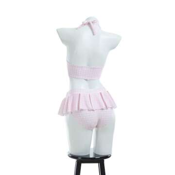 daizbella Women's Retro Plaid Bikini Set with Headband