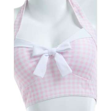 daizbella Women's Retro Plaid Bikini Set with Headband