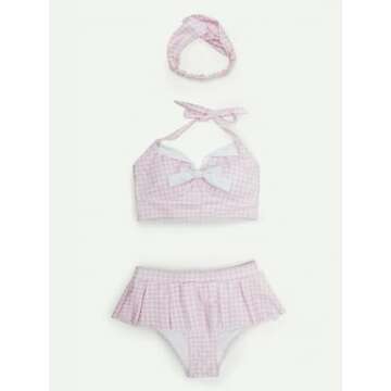 daizbella Women's Retro Plaid Bikini Set with Headband