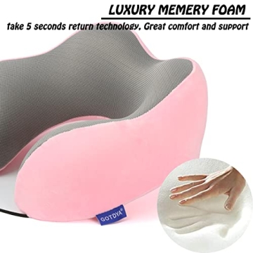GOTDYA Memory Foam Travel Pillow Adjustable Lightweight Comfort