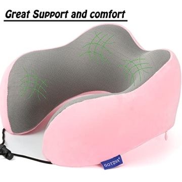 GOTDYA Memory Foam Travel Pillow Adjustable Lightweight Comfort
