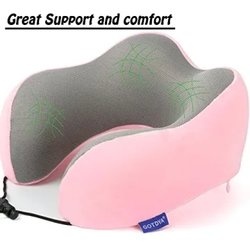 GOTDYA Memory Foam Travel Pillow Adjustable Lightweight Comfort