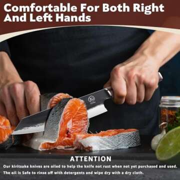 TAN REN 8 Inch Kiritsuke Japanese Chef Knife, Versatile Bunka Knife for Professional Chefs