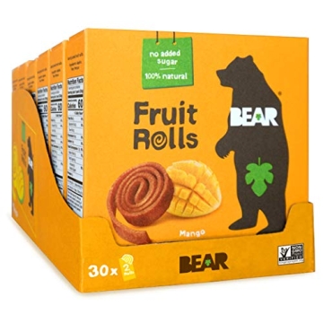 BEAR Real Fruit Yoyos, Mango, No Added Sugar, All Natural, Non GMO, Gluten Free, Vegan, Healthy On-T...
