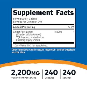 Nutricost Ginger Root Extract 2,200mg – Gluten Free Capsules